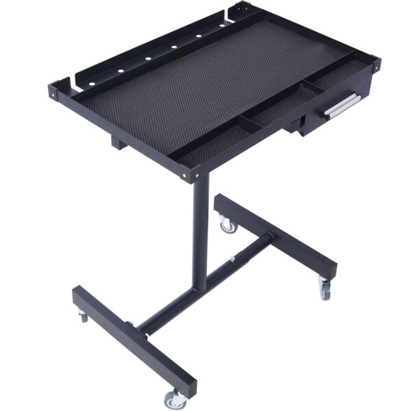 Adjustable Tear Down Work Table With Drawer For Garages, Repair Shops, And Diy, Portable, (4) 2.5" Swivel Casters, 220 Pound Capacity, Rubber Corners, Heavy Duty Steel - Black