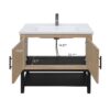Modern Freestanding 36" Bathroom Vanity With Ceramic Sink, Hot And Cold Faucet, Storage Cabinet & Open Iron Shelf - Natural - Image 6