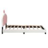 Twin Size Upholstered Princess Bed & Crown Headboard, Platform Bed With Headboard And Footboard - White / Pink - Image 6