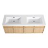 Original 60" Wall Mounted Bathroom Vanity With Double Resin Sink And Soft Closing Doors Plywood - Oak - Image 11