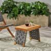 Outdoor Wooden Foldable Side Table - Teak - Image 4