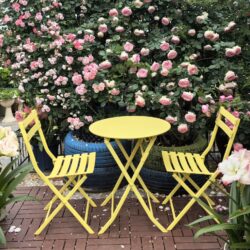3 Piece Patio Bistro Set Of Foldable Round Table And Chairs - Yellow