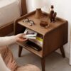 Bedside Cabinet, Modern Simple Nightstands European Beech - Brown - Image 6