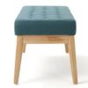 Vibratory - Button Tufted Upholstered Ottoman With Splayed Wooden Legs - Teal / Natural - Image 8