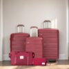 5 Piece Set (20"24"28 +A Travel Bag And A Toiletry Bag), Pp Hardshell Carry On Luggage Set With Tsa Lock Carry On Suitcase Luggage Durable Suitcase - Wine Red - Image 2
