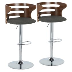 Cosi - Mid-Century Modern Adjustable Barstool (Set of 2) - Walnut / Charcoal