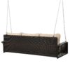 3 Person Porch Swing With Chains, Large Patio Swing Bench With Cushions For Backyard, Garden, And Poolside - Brown - Image 12