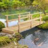 Outsunny - 7' Wooden Garden Bridge With Safety Rails, Backyard Footbridge For Ponds, Creeks, Streams - Natural - Image 2