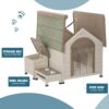 Outdoor Fir Wood Dog House With An Open Roof Ideal For Small To Medium Dogs, With Storage Box, Elevated Feeding Station With 2 Bowls. Weatherproof Asphalt Roof And Treated Wood - Cream - Image 4