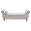 Velvet Multifunctional Storage Rectangular Ottoman Bench With Pillow - Gray - Image 10