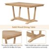 Topmax - 5 Piece Rustic Dining Table Set With 4 Upholstered Chairs, Rectangular Dining Table With Trestle Table Base - Natural - Image 6