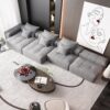 Modern Oversized Modular Sectional Sofa, Sparkling Fabric Soft Cushion Sofa With 6 Pillows, 6 Pieces Diy Combination Tufted Sofa, No Assembly Required - Gray - Image 10