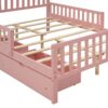 Full Size Platform Bed With Guardrails On Both Sides And 2 Storage Drawers - Pink - Image 8