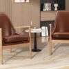 Accent Chair (Set of 2) Mid-Century Modern Armchair With Solid Wood Frame, Reading Leisure Chair With High Back For Living Room - Brown - Image 15