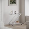 Modern Z Shaped Bar Cart With Tempered Glass Shelves - Silver - Image 6