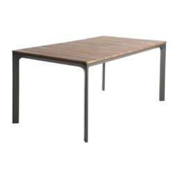 Eucalyptus Wood Topped Patio Dining Table With Aluminum Frame - Gray