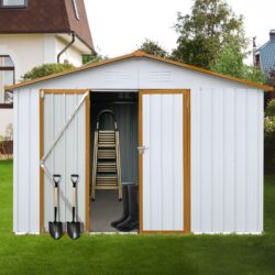10'x12' Garden Sheds Outdoor Storage Sheds - White / Yellow