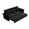 King Pull Out Sofa Bed, Chesterfield Sofa, 3 In 1 Velvet Convertible Sleeper Sofa With Nailhead Trim & Rolled Arm Multifunctional Sofa Bed For Living Room - Black - Image 11