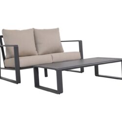 Double Sofa With Rectangular Coffee Table, Cushions Tino Tino - Light Gray