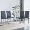 Armless Dining Chairs, Grid And Buckle Design Of The Back (Set of 4) - Gray - Image 5