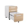 3 Drawer Mobile File Cabinet Under Desk Office, Simple Style Versatile Storage Cabinet For Legal / Letter / A4 Files, 5 Wheel Design Anti-Tilting Cold Rolled Steel Waterproof Moisture-Proof - White / Light Brown - Image 14