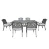 Outdoor 7 Piece Aluminum Dining Set With Cushion - Golden Gauze - Image 2