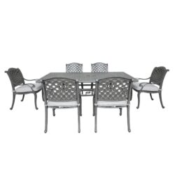 Outdoor 7 Piece Aluminum Dining Set With Cushion - Golden Gauze