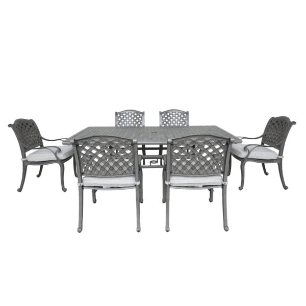 Outdoor 7 Piece Aluminum Dining Set With Cushion - Golden Gauze