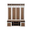 5 In 1 Entryway Bench With Coat Rack, 7 Sturdy Hooks, 2 Spacious Drawers And Adjustable Shelves, Wide Hall Tree With Metal Handles For Hallway - Brown / White - Image 14