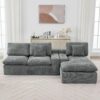 Cloud Sectional Sofa Upholstered Sofa Couch With Double-Layer Cushion And Side Pockets, Free Combined Sectional Sofa Full Compressed Sofa For Living Room - Gray - Image 7