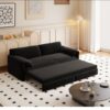 Queen Pull Out Sofa Bed, 3 In 1 Convertible Sleeper Sofa With Side Storage Multifunctional Velvet Loveseat Bed For Living Room - Black - Image 5