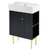 Bathroom Vanity, Combo Cabinet, Bathroom Storage Cabinet, Single Ceramic Sink, Right Side Storage - Black - Image 15