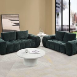 Ferrand - 2 Pieces Green Living Room Sofa & Loveseat Set - Green