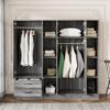 6 Door Wardrobe With Shelves And Drawers - Gray - Image 8