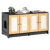 Double Litter Box Enclosure, Cat Litter Box Enclosure For 2 Cats, Hidden Litter Box Furniture With Rattan Doors - Black - Image 10