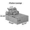 Modern Oversized Modular Sectional Sofa With 2 Chaise Lounge And 2 Armrest, Sparkling Chenille Fabric Soft Cushion Sofa With 4 Pillows, 4 Pieces Diy Combination Tufted Sofa, No Assembly Required - Beige - Image 4