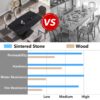 63" Artificial Stone Black Curved Black Metal Leg Dining Table - Black - Image 6
