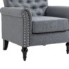29.92" Mid-Century Modern Accent Chair, Linen Armchair With Tufted Back / Wood Legs, Upholstered Lounge Arm Chair Single Sofa For Living Room Bedroom - Gray - Image 12