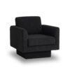 360° Modern Swivel Accent Chair Round Armchair, Thick Padded Single Lounge Sofa Upholstered Comfy - Black - Image 5