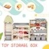 Kids Bookshelf Toy Storage Organizer With 17 Bins And 5 Bookshelves, Multi-Functional Nursery Organizer Kids Furniture Set Toy Storage Cabinet Unit With HDPE SheLF And Bins - Light Green - Image 10