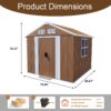 Heavy Duty Metal Storage Shed With Windows, Lockable Door & Ventilation Weatherproof Outdoor Garden Shed Iron - Brown - Image 3