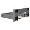 Queen Size Upholstered Platform Bed With Reading Lights, Drawers, Trundle And Shelves - Gray - Image 9