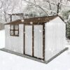 10'x8' Garden Sheds Outdoor Storage Sheds With Window - White / Coffee - Image 3