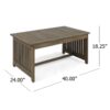 Acacia Wood Outdoor Coffee Table, Rectangular Patio Coffee Table For Outside - Gray - Image 3