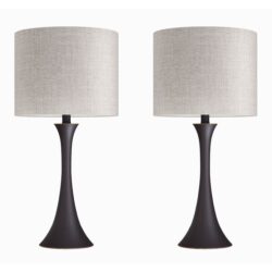 Lenuxe - Contemporary Table Lamp (Set of 2) - Oil Rubbed Bronze / Natural