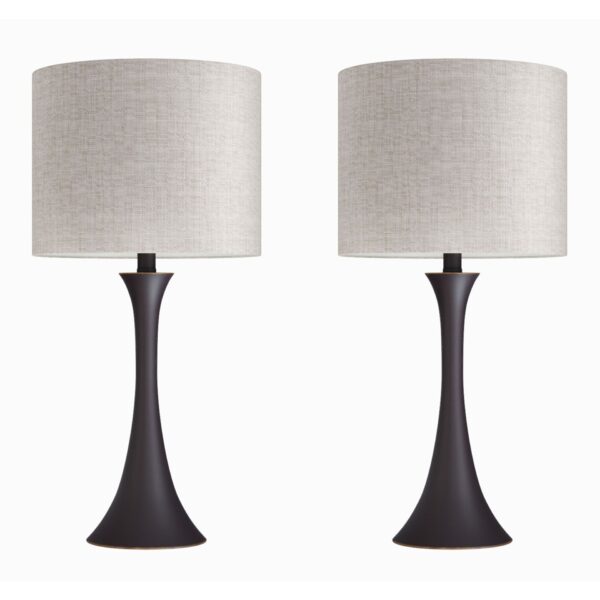 Lenuxe - Contemporary Table Lamp (Set of 2) - Oil Rubbed Bronze / Natural
