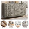 Modern Style Buffet Cabinet, Sideboard Buffet Cabinet With Storage, Storage Cabinet With 4 Diamond Shaped Relief Doors For Living Room, Dining Room, Entryway, Hallway, Kitchen - Gray - Gray - Image 6