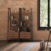 Sawhorse - Solid Walnut Veneer And Ladder Shelf With Storage - Dark Brown - Image 9