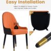 Modern Sponge-Filled Dining Chair, Solid Wood Metal Legs, Suitable For Restaurants, Living Rooms And Rooms (Set of 2) - Orange / Dark Brown - Image 8