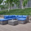 Patio Sofa With Cushions - Blue / Gray - Image 8